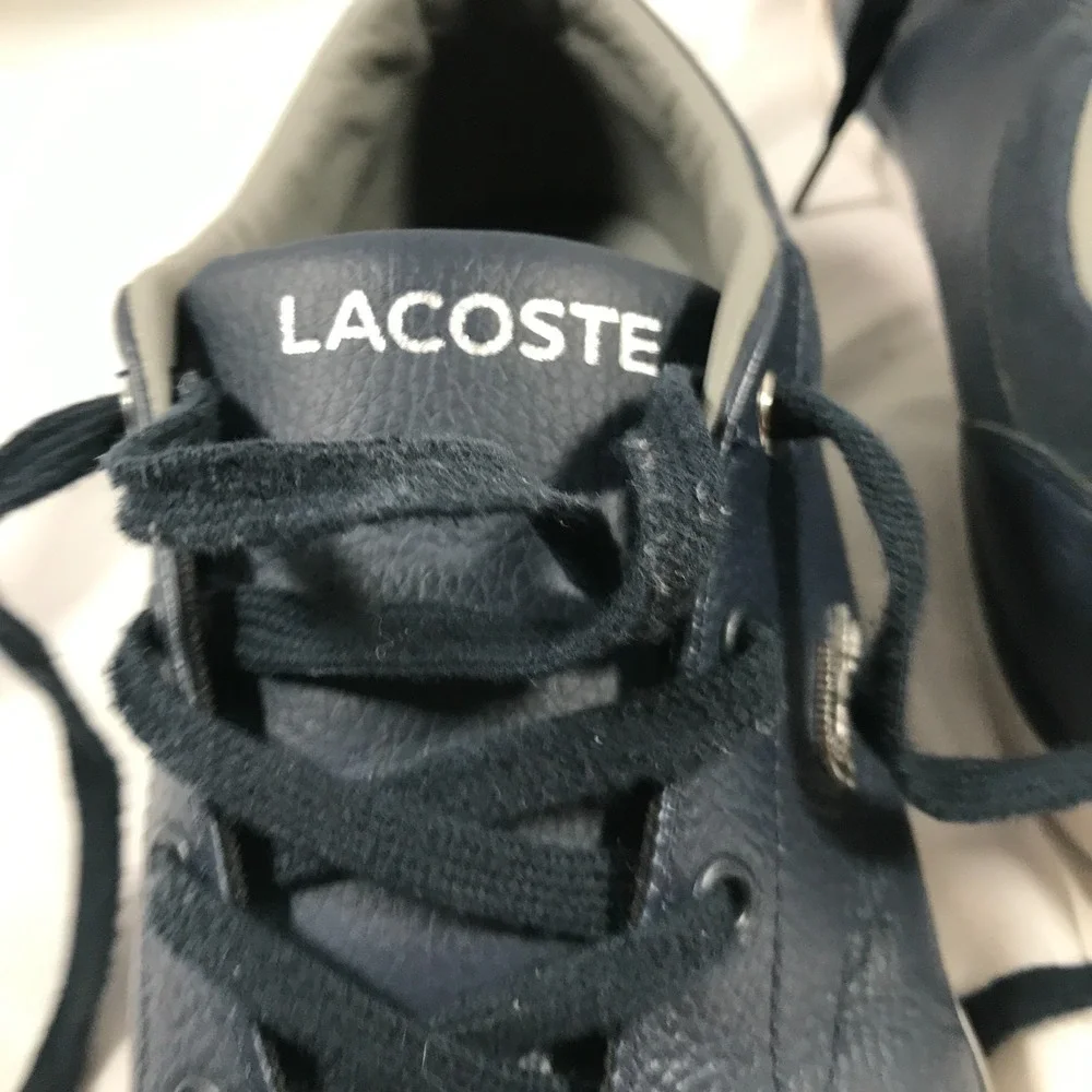 Lacoste Bayliss 118 1 U Navy Blue Crocodile Logo Lace Up Shoes Mens US 8.5 EU 41